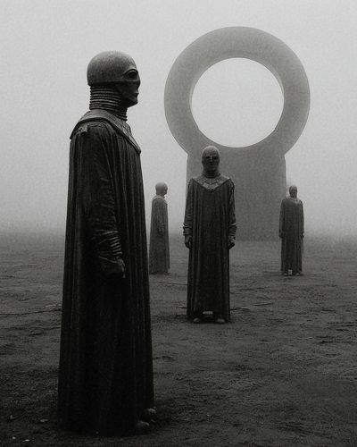 Surreal Monolith Figures Print. poster print