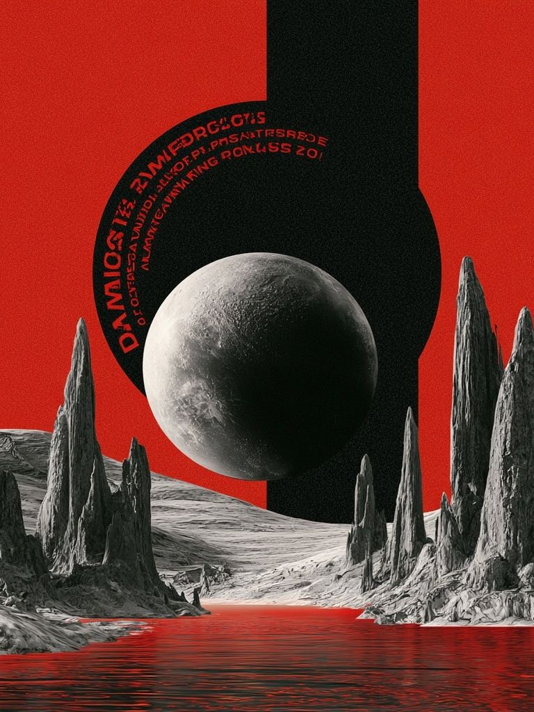 Surreal Lunar Landscape Print. poster detail