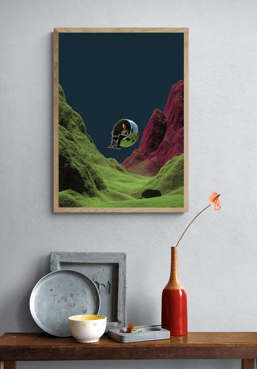 Surreal Landscape with Floating Chair Poster. — room view 3