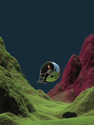Surreal Landscape with Floating Chair Poster. poster print