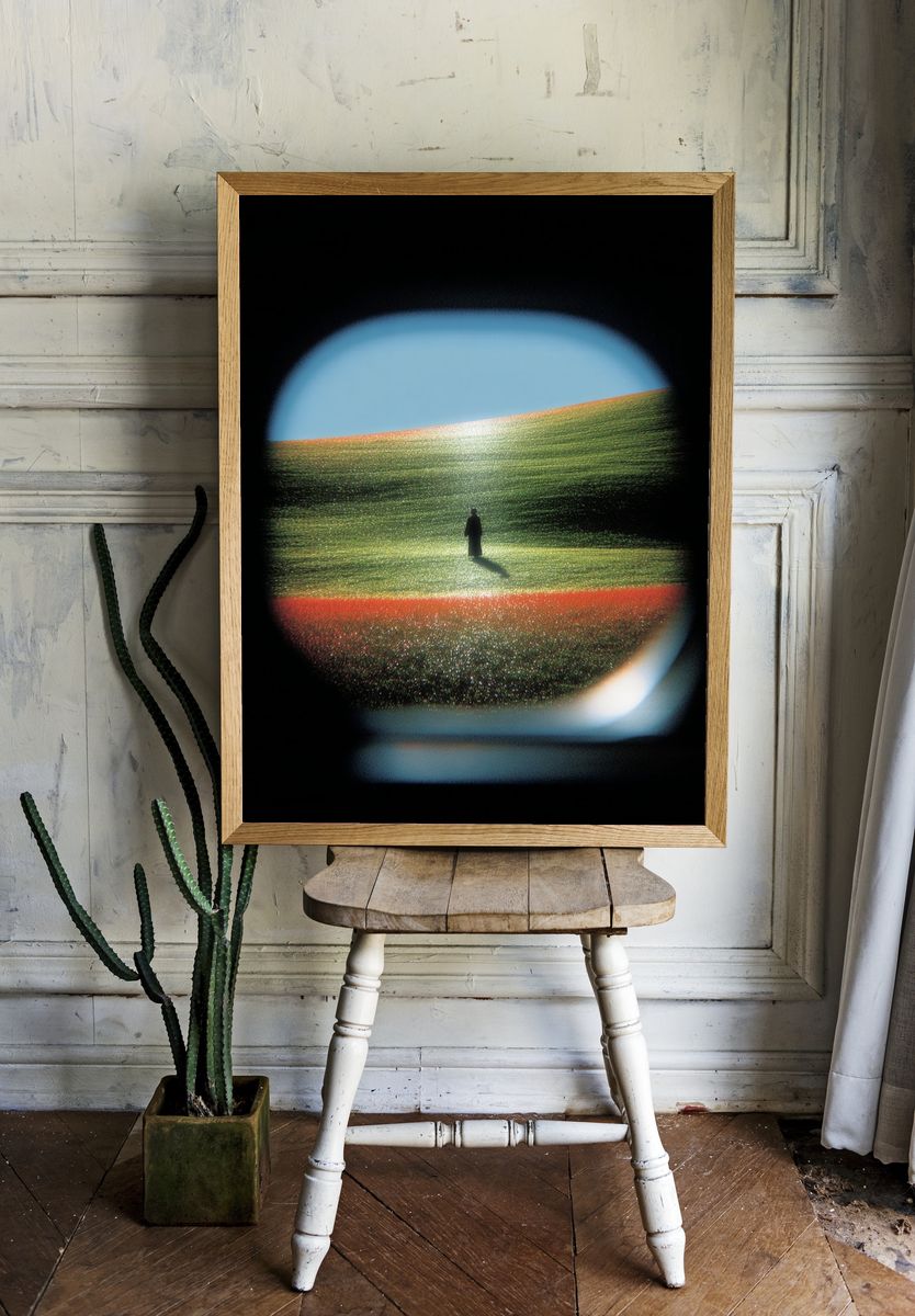Surreal Lone Figure Landscape Print. — room view 1