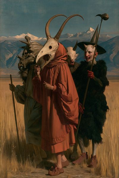 Surreal Masked Figures Fine-Art Poster. poster