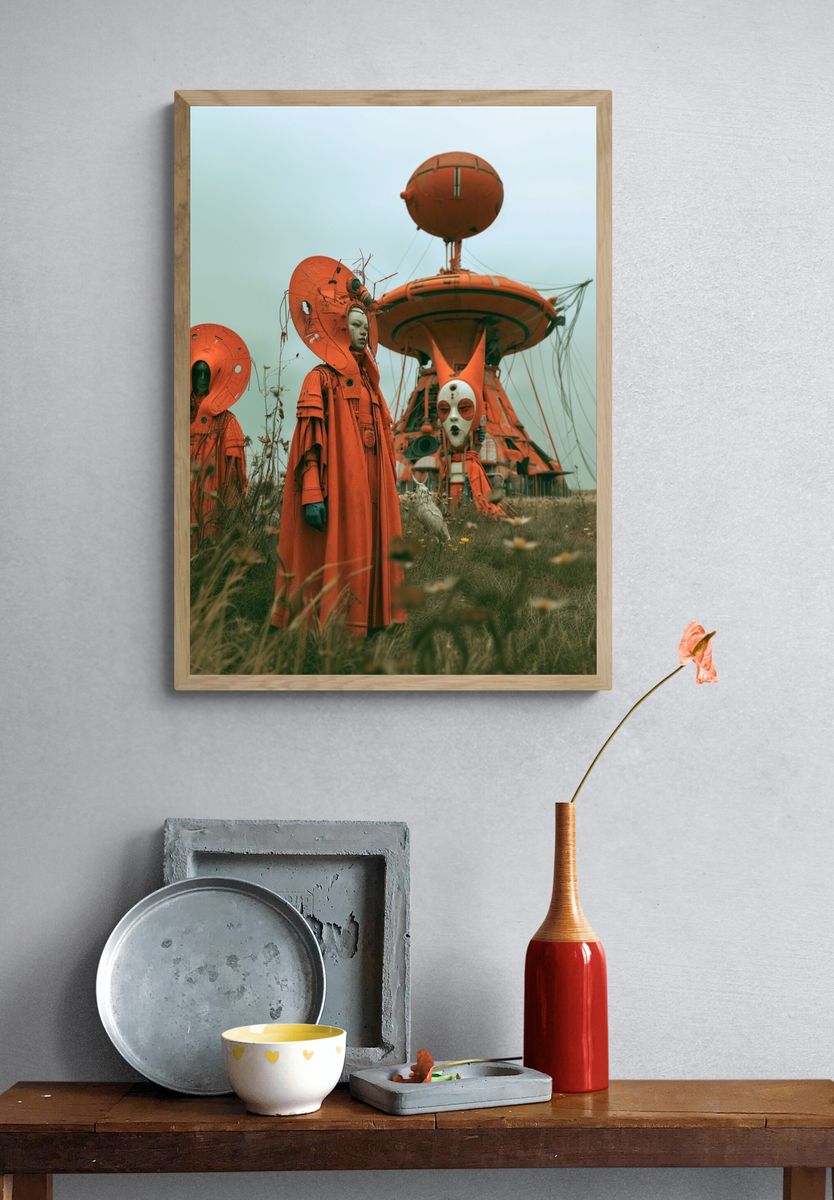 Surreal Orange Figures — Fine-Art Print. — room view 3