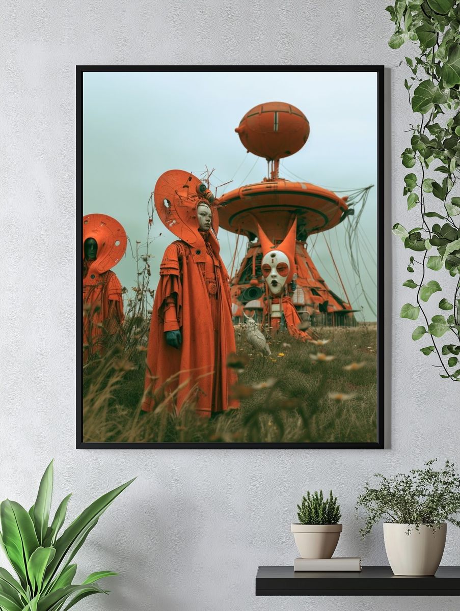 Surreal Orange Figures — Fine-Art Print. — room view 4