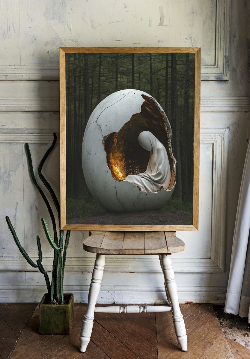 Surreal Egg Forest Print room preview