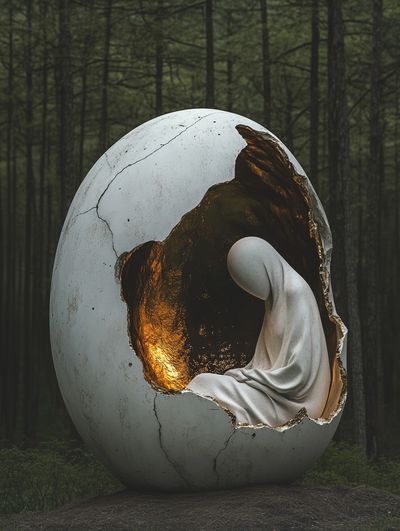 Surreal Egg Forest Print. poster