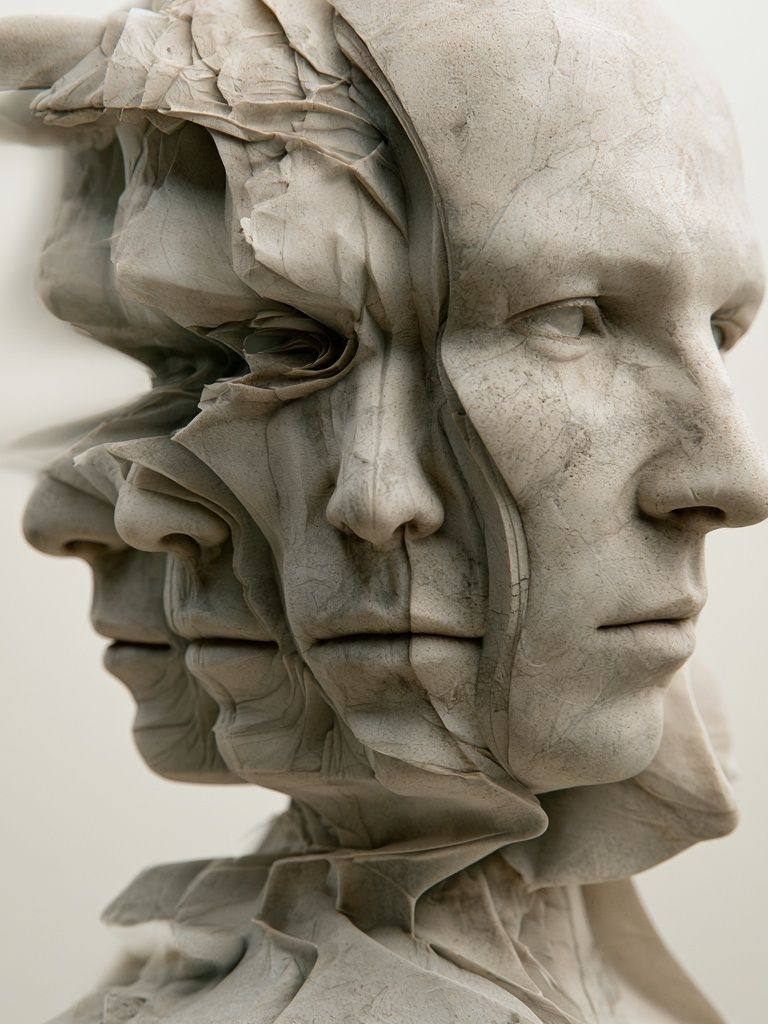 Surreal Marble Faces Fine-Art Print. poster detail