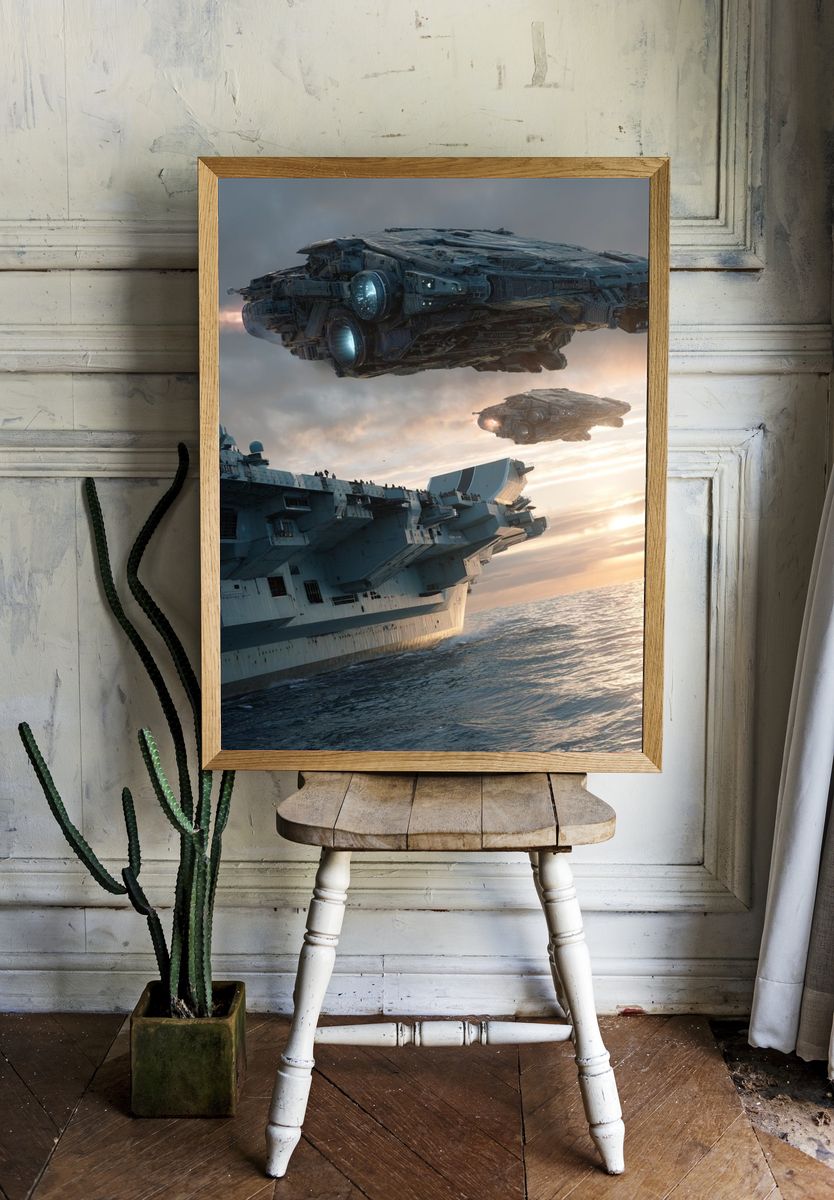 Futuristic Spaceships — Sci-Fi Print. — room view 1