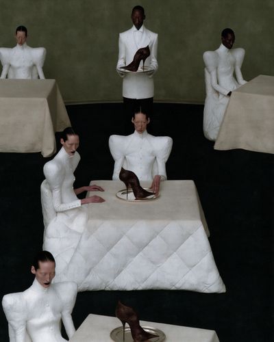 Surreal Fashion Dinner Photography Poster. poster