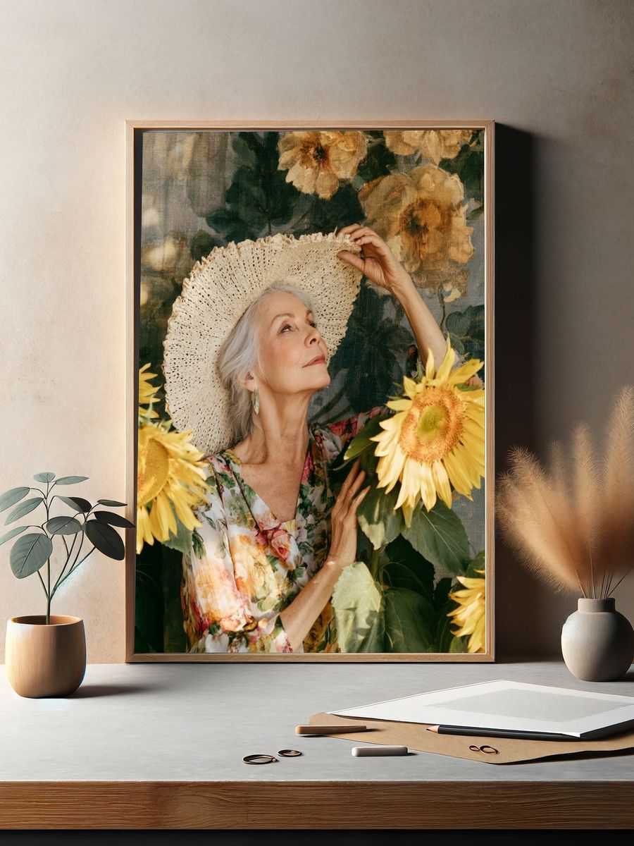 Sunflower Portrait Photography Poster. — room view 2