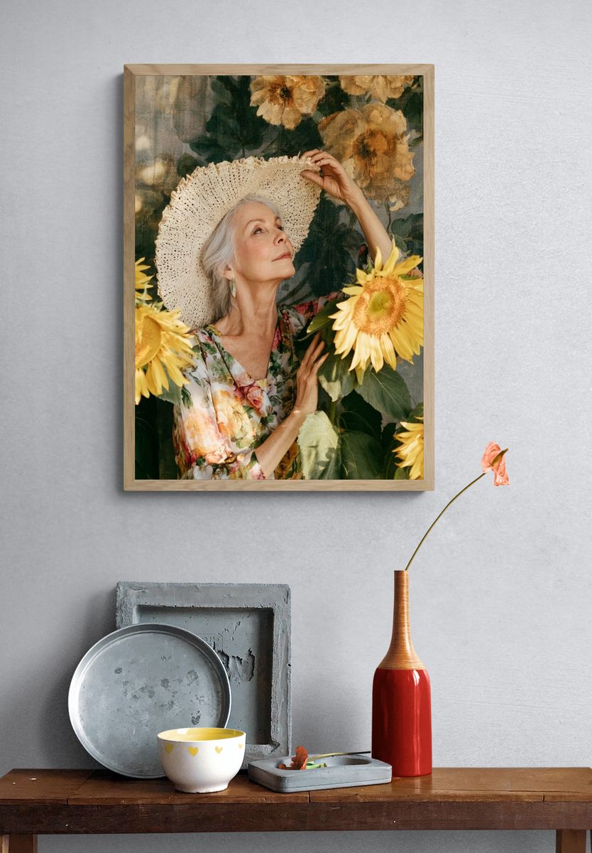 Sunflower Portrait Photography Poster. — room view 3