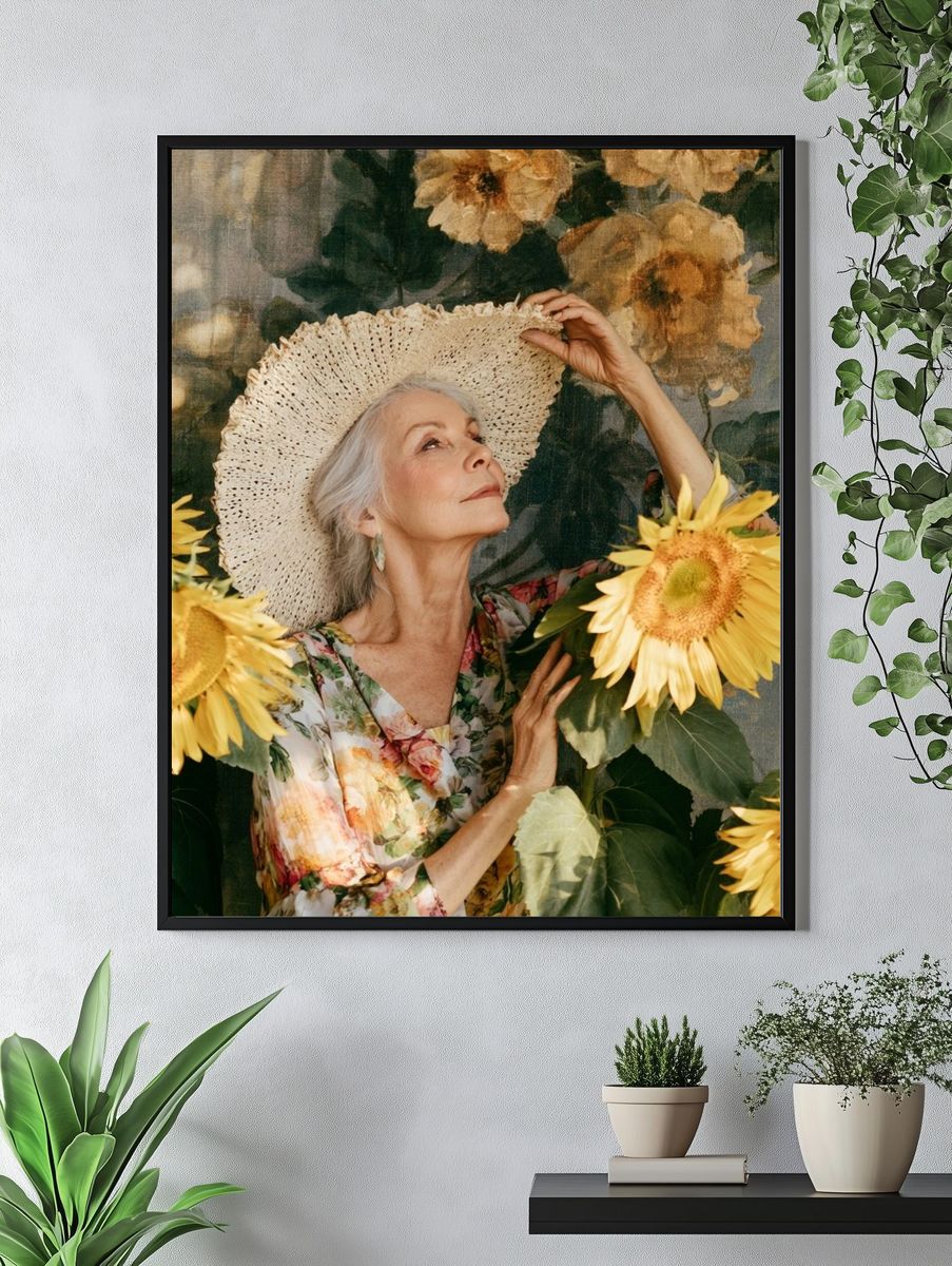 Sunflower Portrait Photography Poster. — room view 4