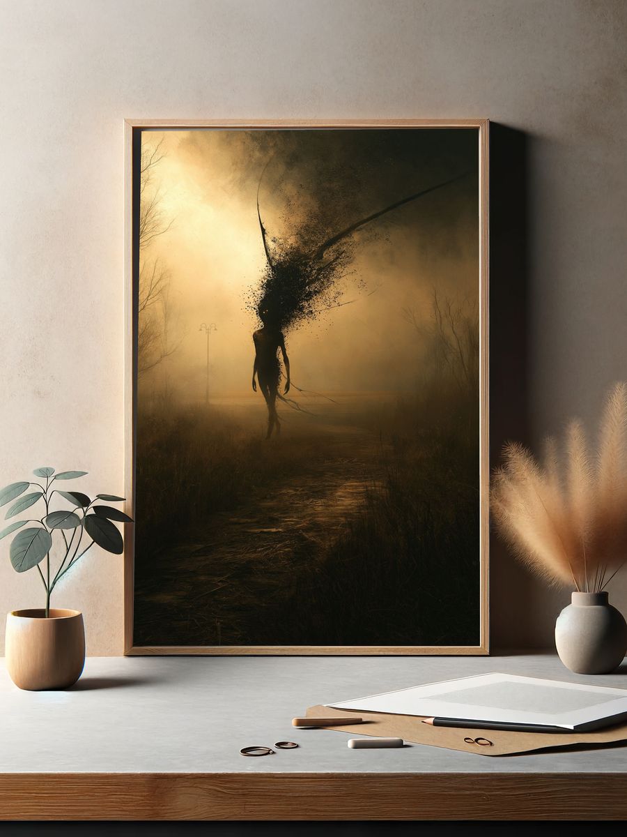 Surreal Shadow Figure Poster. — room view 2