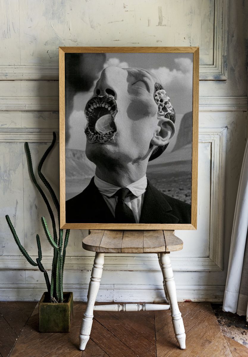 Surreal Headscape Black-White Poster. room preview