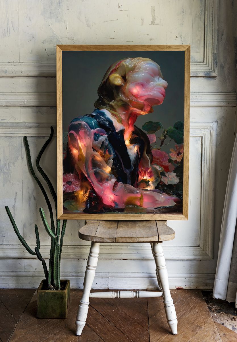 Surreal Floral Figure Print. — room view 1