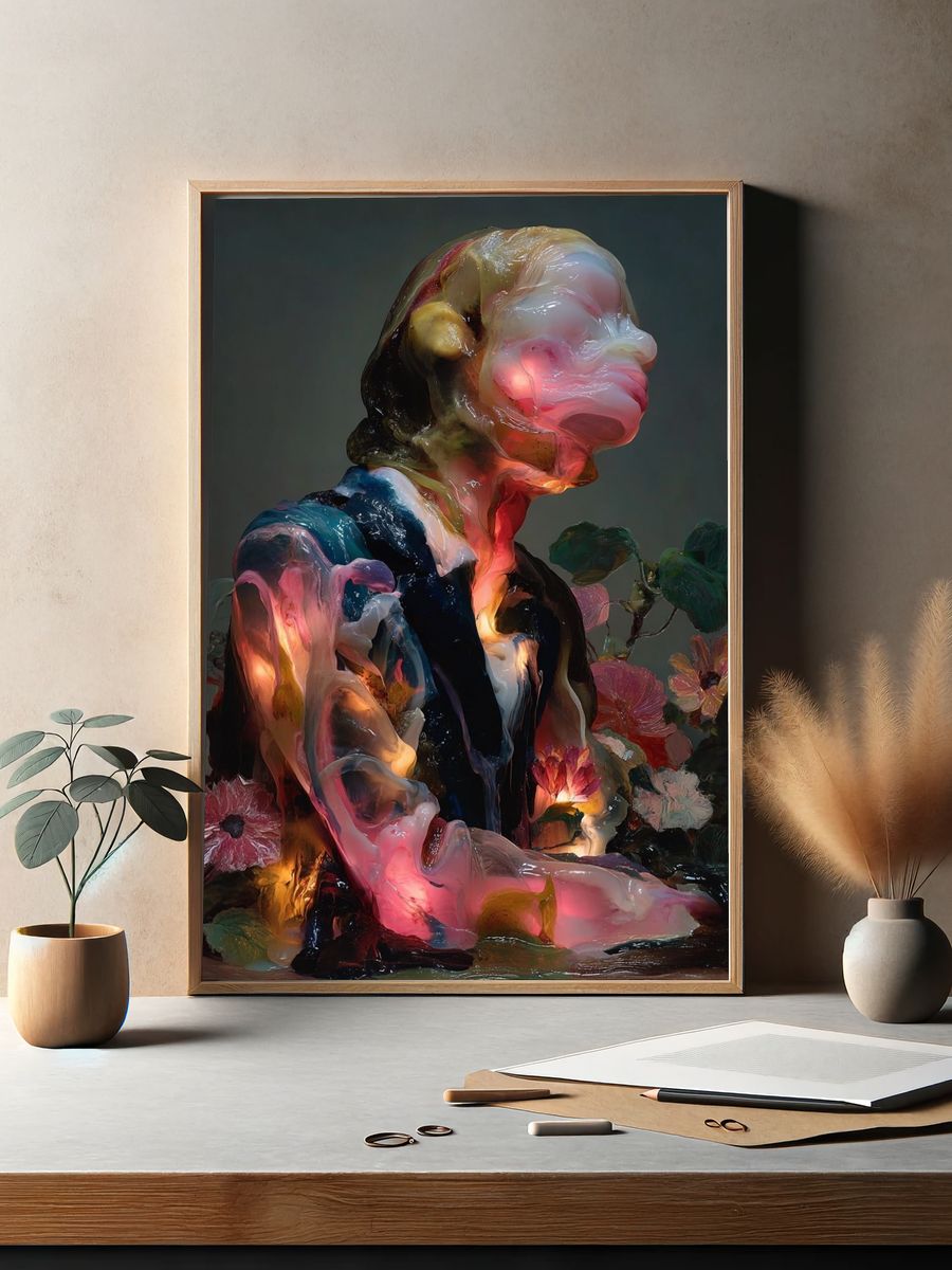 Surreal Floral Figure Print. — room view 2