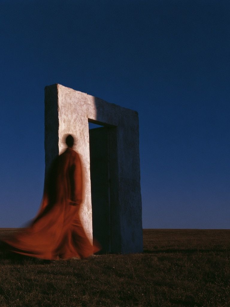 Surreal Figure and Doorway Print. poster — fine-art art