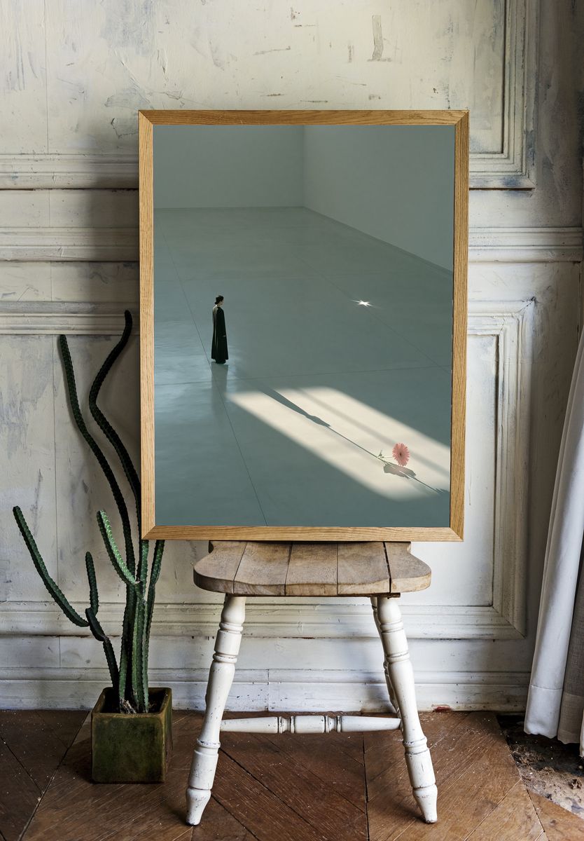 Solitary Figure with Flower Poster. — room view 1