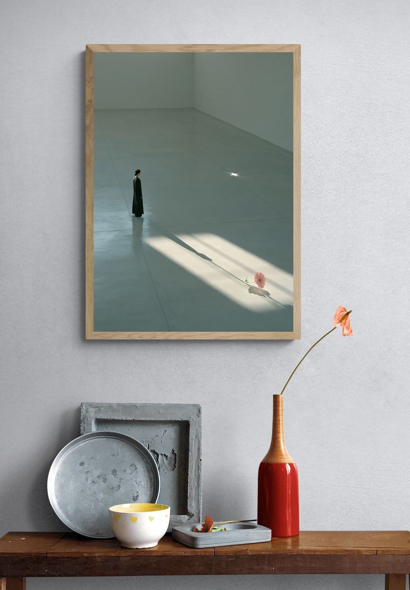Solitary Figure with Flower Poster. — room view 3