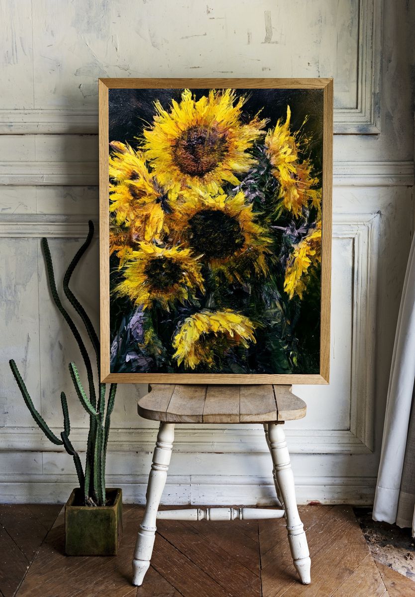 Sunflower Bouquet Fine-Art Print. — room view 1