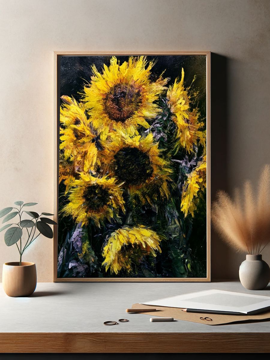 Sunflower Bouquet Fine-Art Print. — room view 2