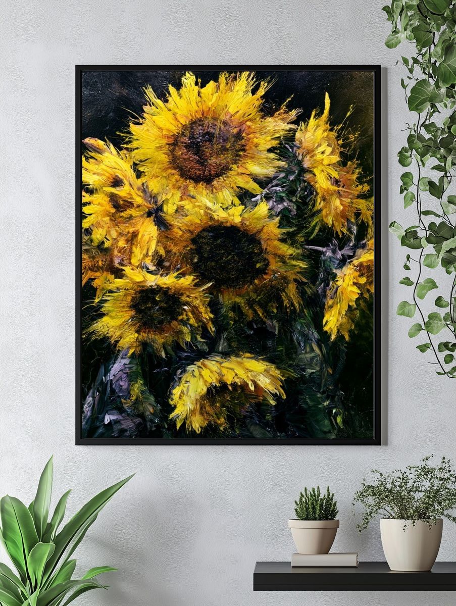 Sunflower Bouquet Fine-Art Print. — room view 4