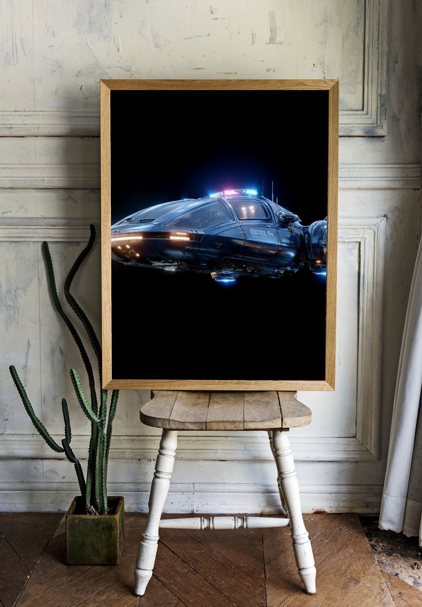Futuristic Spaceship — Sci-Fi Print. — room view 1