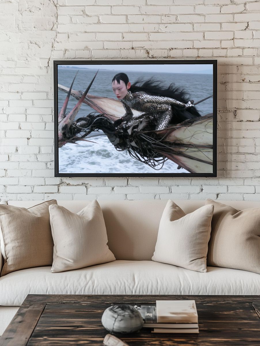 Surreal Sea Rider Fine-Art Print. room preview