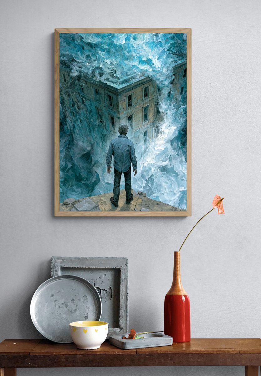 Surreal Flooded House Print. — room view 3