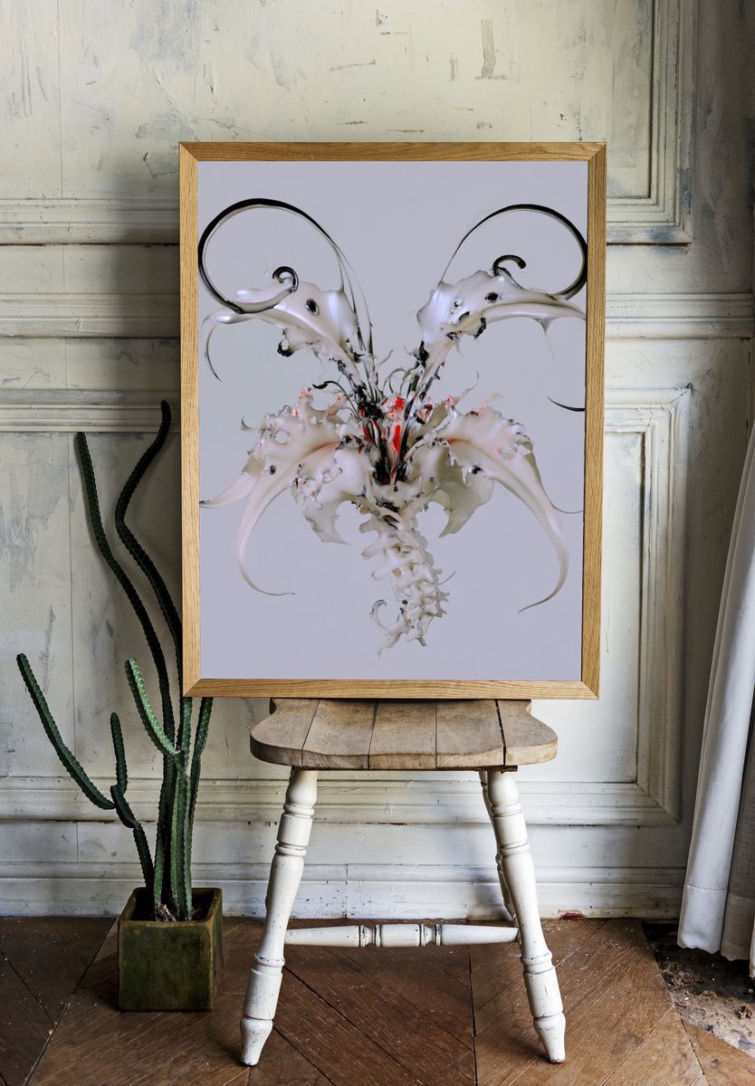 Surreal Floral Skull Print. — room view 1
