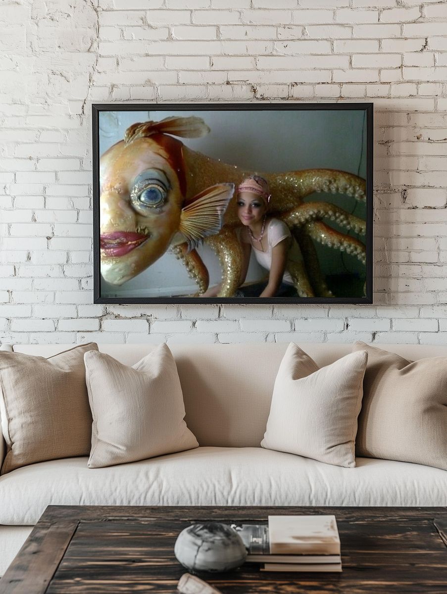 Surreal Gold Fish Costume Print room preview