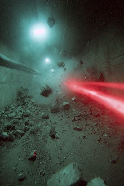 Futuristic Tunnel with Laser Beams — Sci-Fi Print. poster print