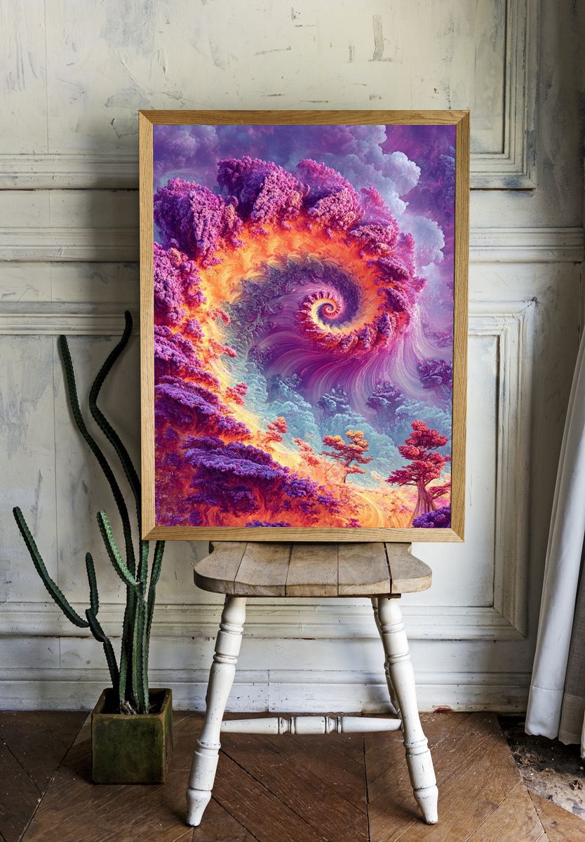 Spiral Forest — Surreal Art Print room preview