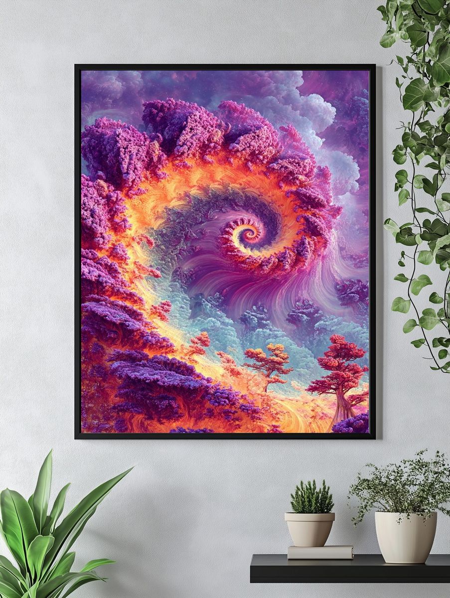 Spiral Forest — Surreal Art Print. — room view 4