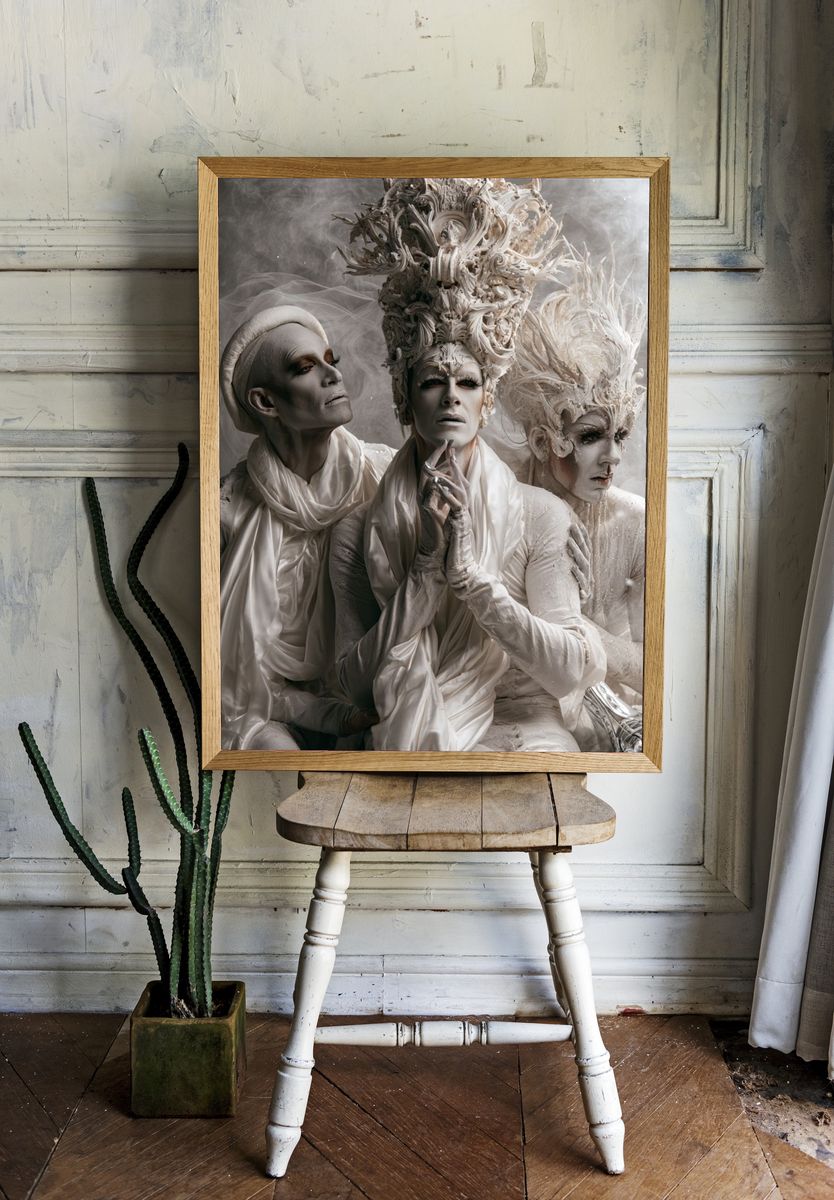 Surreal White Figures Fine-Art Poster. room preview