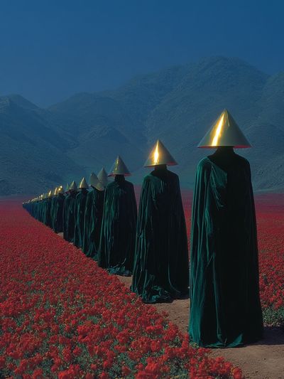 Surreal Flower Field Procession Print. poster print