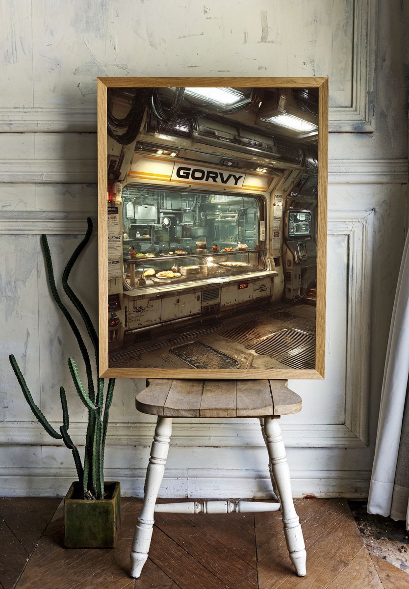 Futuristic Diner — Sci-Fi Print. room preview