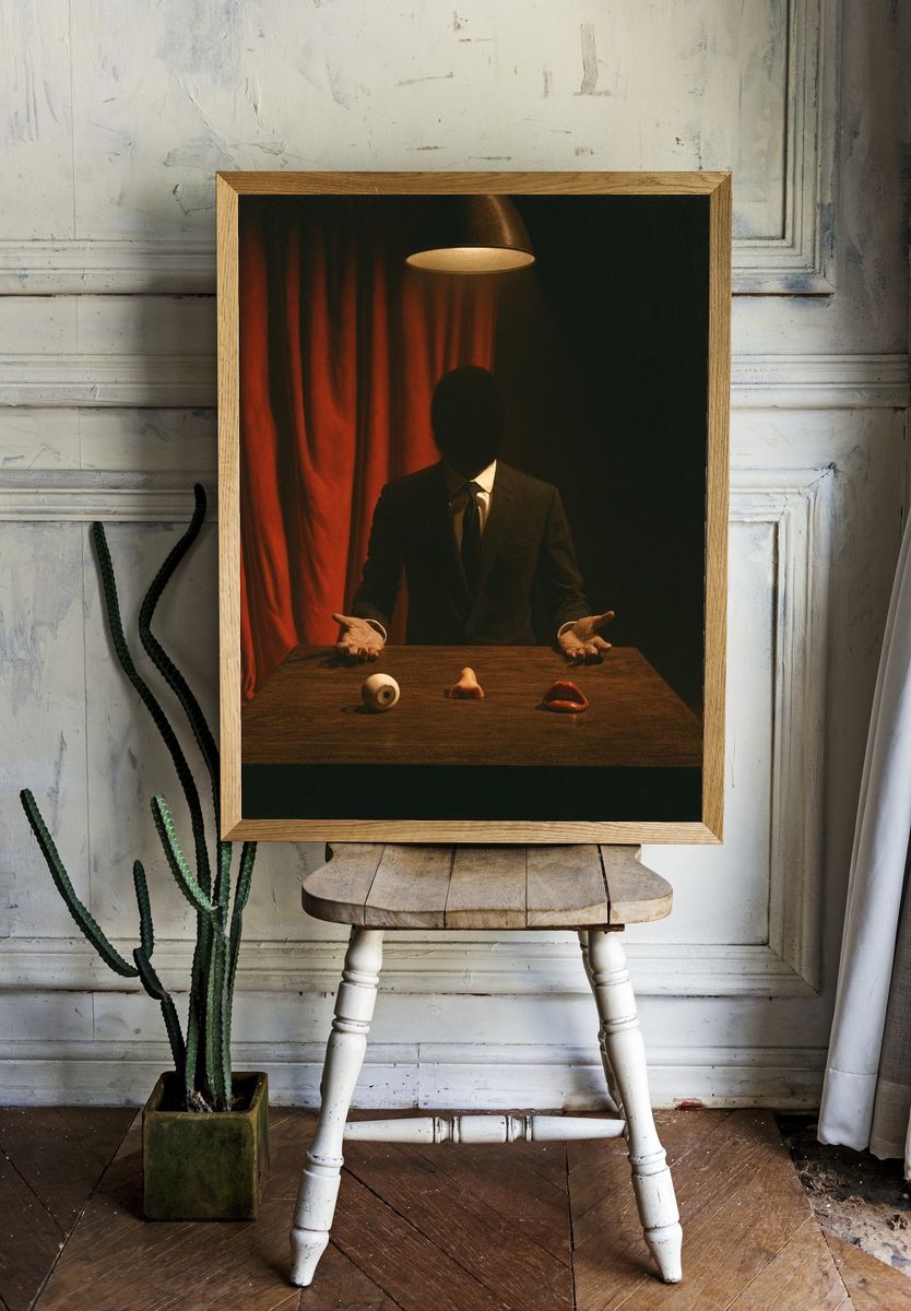 Surreal Faceless Figure Print. — room view 1