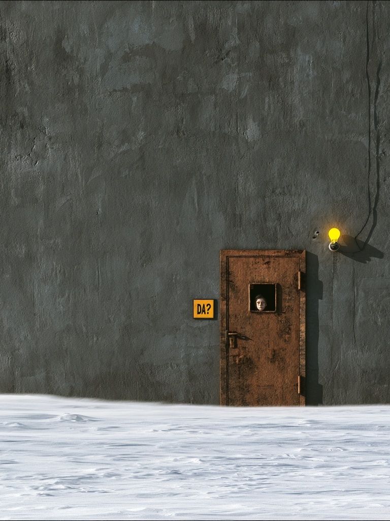 Surreal Door in Concrete Wall Print. poster — fine-art art