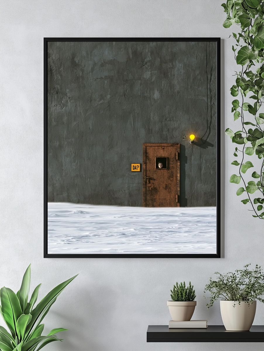 Surreal Door in Concrete Wall Print. — room view 4