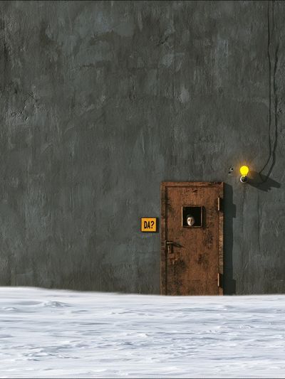 Surreal Door in Concrete Wall Print.