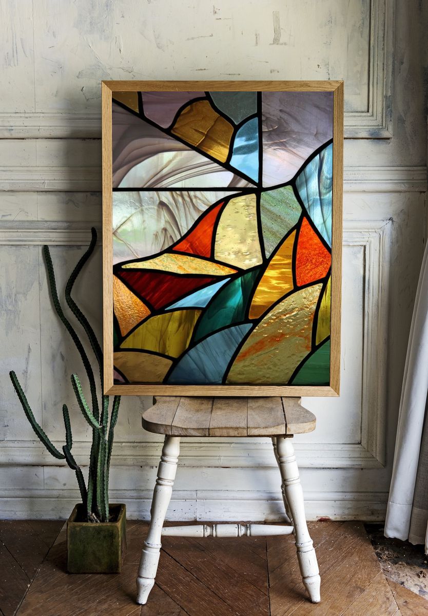 Colorful Stained Glass Abstract Poster room preview
