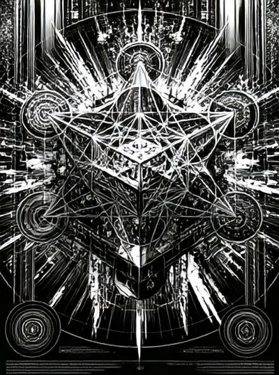 Sacred Geometry Black-White Poster.