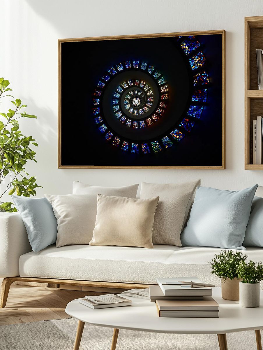 Spiral Stained Glass — Fine Art Print. — room view 2