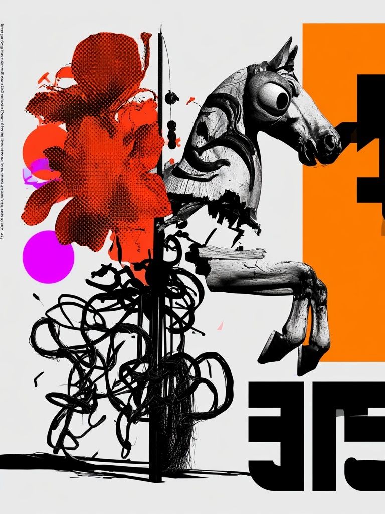 Surreal Horse Collage Print. poster — illustration art