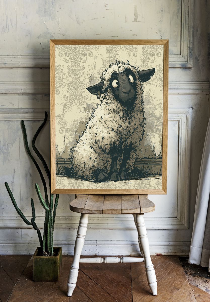 Sheep Portrait Illustration Poster. room preview