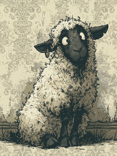 Sheep Portrait Illustration Poster. poster print