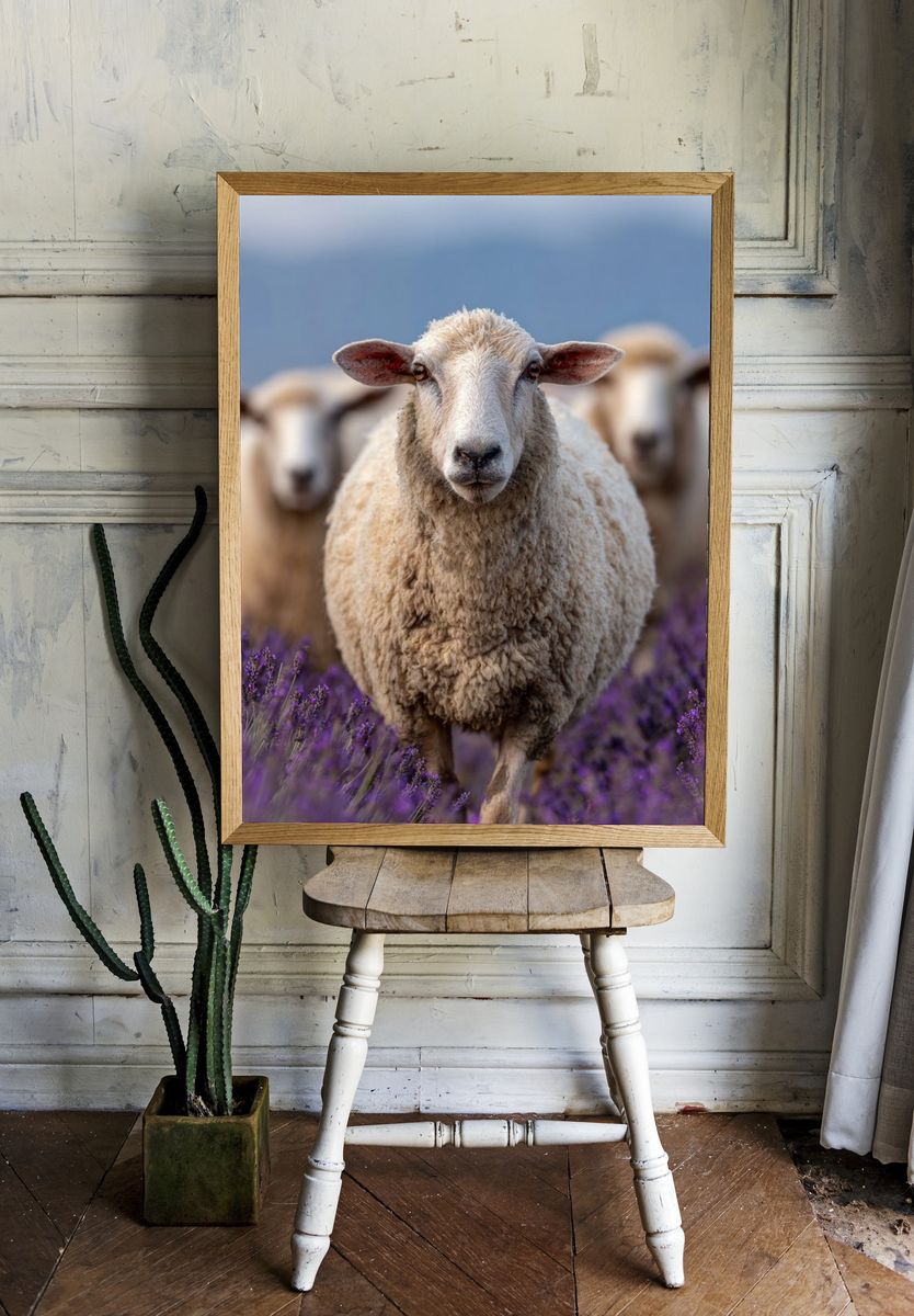 Sheep in Lavender Field Poster room preview