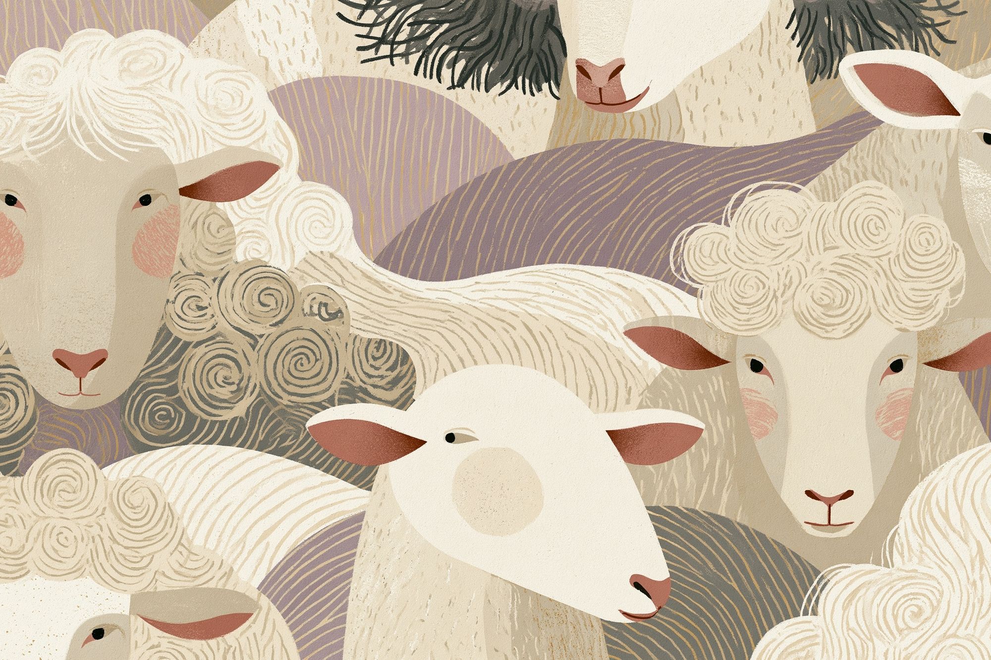 Sheep Herd Illustration Poster. poster — animals art
