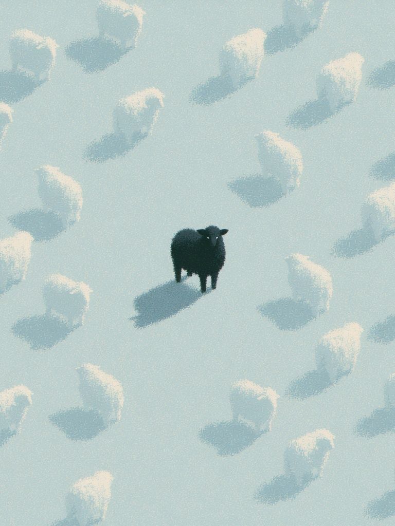 Lonely Black Sheep Illustration Print. poster detail